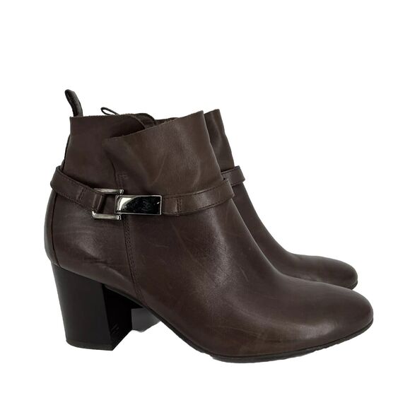 Paul Green Boots Women 7.5 Brown Kathy Soft Leather Ankle Bootie Zip - Picture 1 of 7